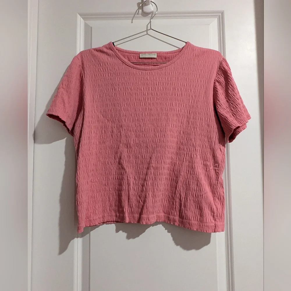 Appleseed's Pink Ribbed Crop Shirt
